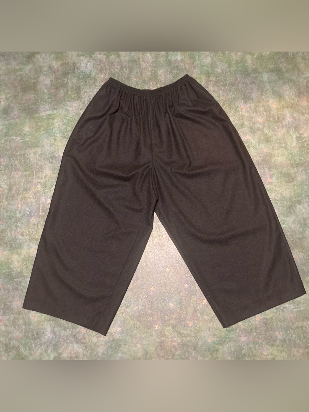 eskandar Dark Charcoal Wool/Cashmere Wide-Leg Palazzo Crop Pants Size 1 (Flawed)